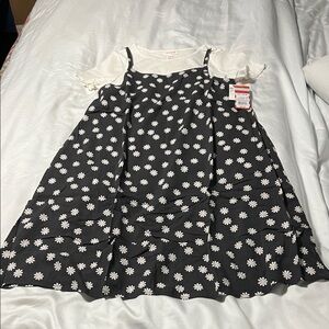 Cat & Jack Floral Black and White Kids Dress